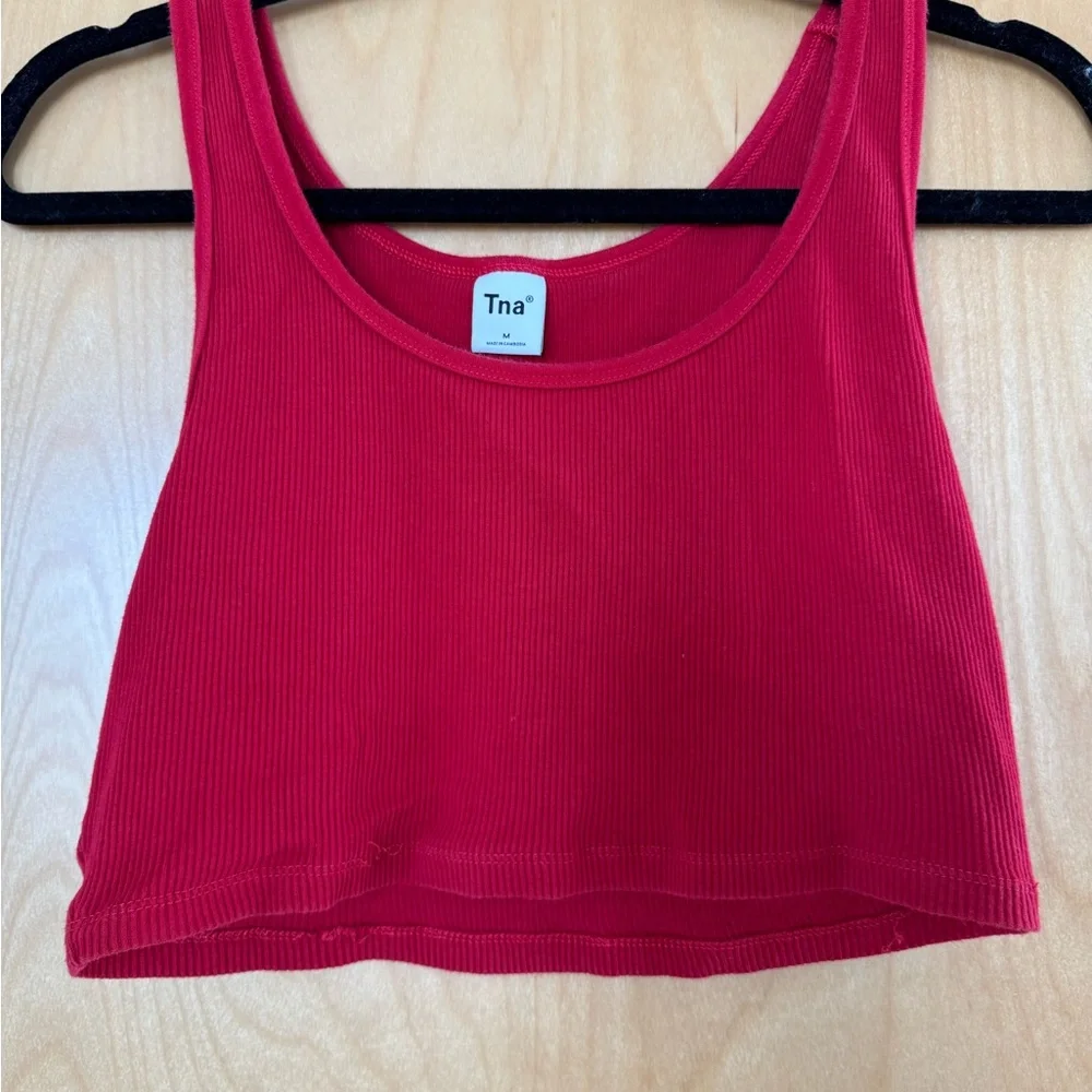 TNA - Red Ribbed Crop Top - Picture 5 of 9